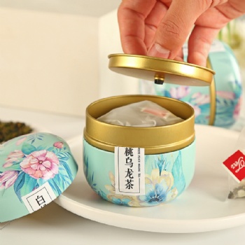 Tea bags in tin cans