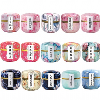 Tea bags in tin cans