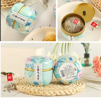 Tea bags in tin cans